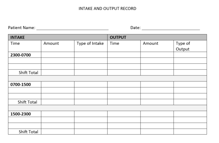 Intake and output worksheet answers