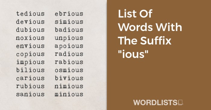 Words with the suffix ious